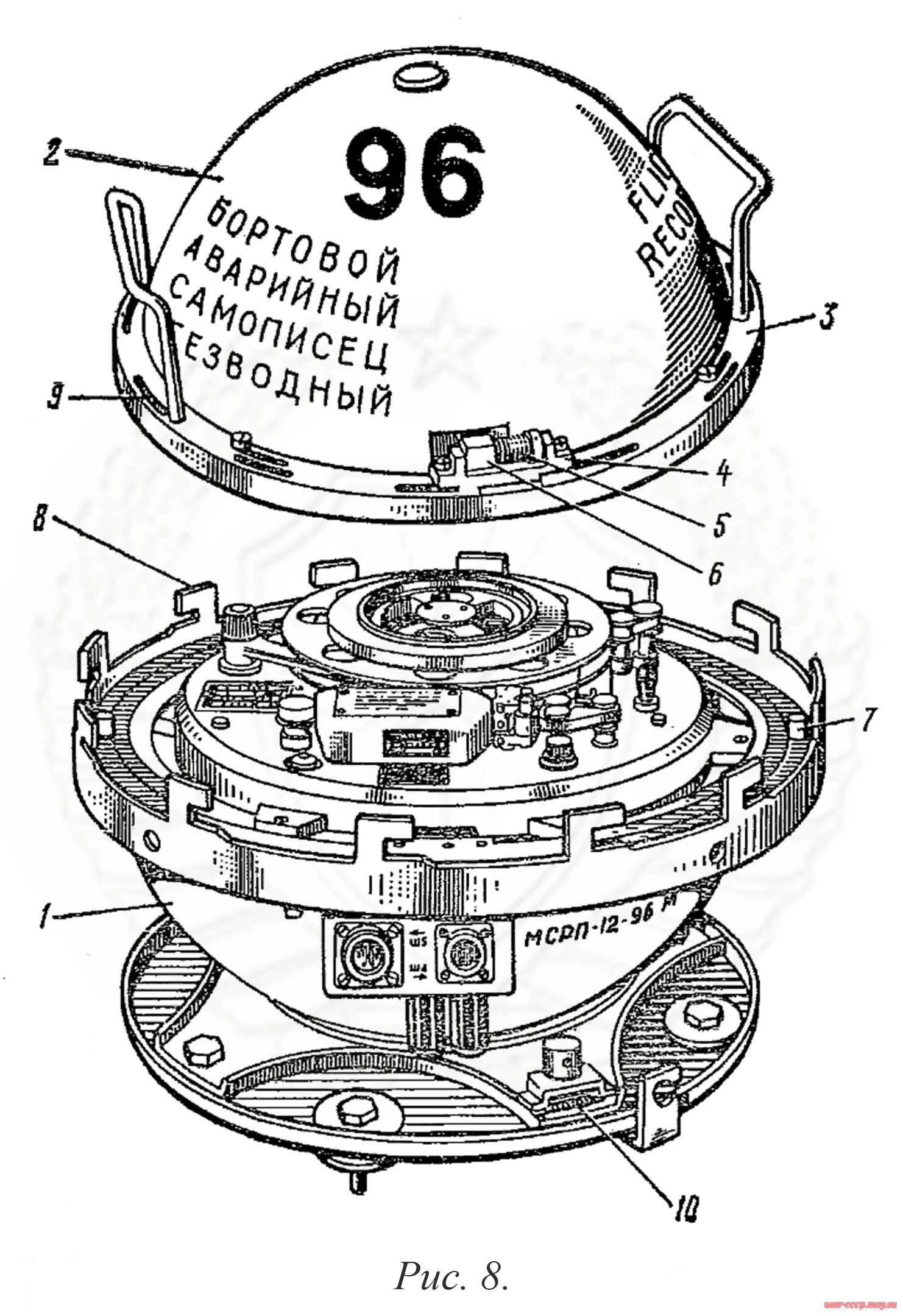 Рис. 8. Лентопротяжный механизм ЛПМ в защитном контейнере (верхняя полусфера поднята).
