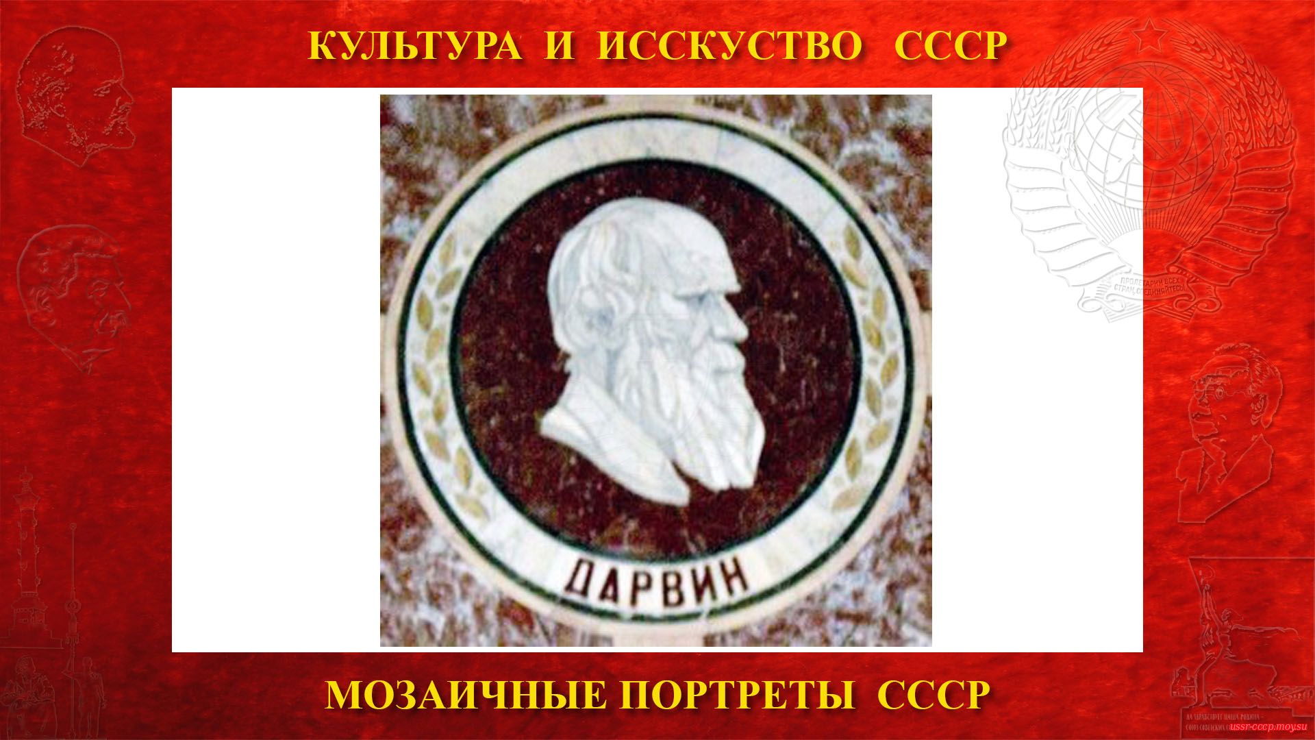 Мозаичный портрет Дарвину Ч.Р. на Ленинских горах в ГЗ МГУ (Москва 1953) (повествование)