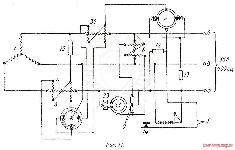 Фиг. 11. Принципиальная электрическая схема АГИ-1 (2-й серии).